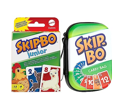 Collectix Kartenspiel Set: Skip BO Junior Kartenspiel + Skip-BO Tragetasche, Gesellschaftsspiele für 2 bis 4 Spieler ab 5 Jahren von Collectix