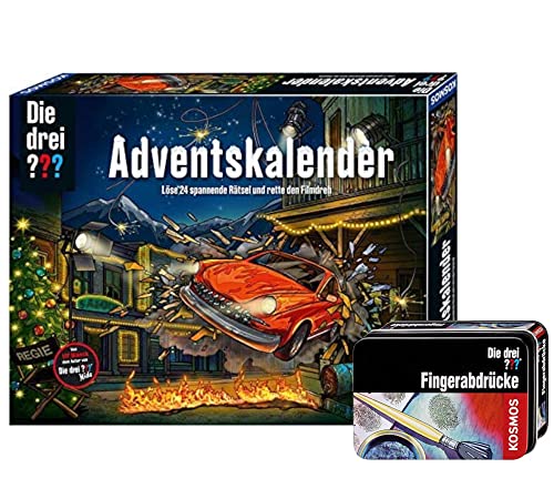 Kosmos ‎630560 Die DREI ??? Adventskalender 2021, Löse die 24 spannenden Rätsel und rette den Film-Dreh + Forscherkästchen (Verschiedene Auswahl), Detektiv-Set von Collectix