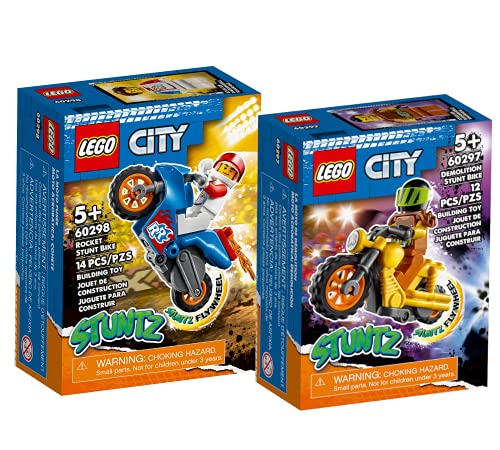Lego City Stuntz Set: Power-Stuntbike 60297 + Raketen-Stuntbike 60298, Actionset für Kinder ab 5 Jahren von Collectix
