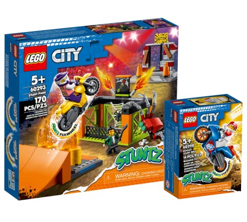 Lego City Stuntz Set: Stunt-Park 60293 + Raketen-Stuntbike 60298, Actionset für Kinder ab 5 Jahren von Collectix