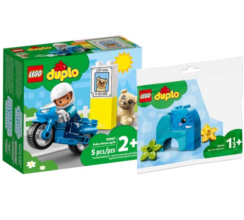 Lego DUPLO Set - Polizeimotorrad 10967 + Mein erster Elefant 30333 (Polybag) von Collectix