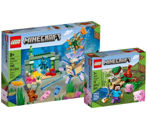 Lego Minecraft Set - Das Wächterduell 21180 + Der Hinterhalt des Creeper 21177, Bauset für Kinder ab 8 Jahren von Collectix
