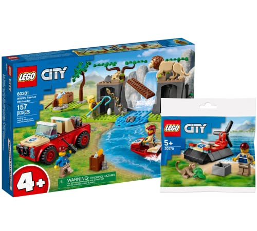 Lego Set - City Tierrettungs-Geländewagen 60301 + Polybag Luftkissenboot für Tierrettungen 30570 von Collectix