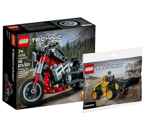Lego Technic Set - Chopper Motorrad 42132 + Polybag Volvo Radlader 30433, ab 7 Jahre von Collectix