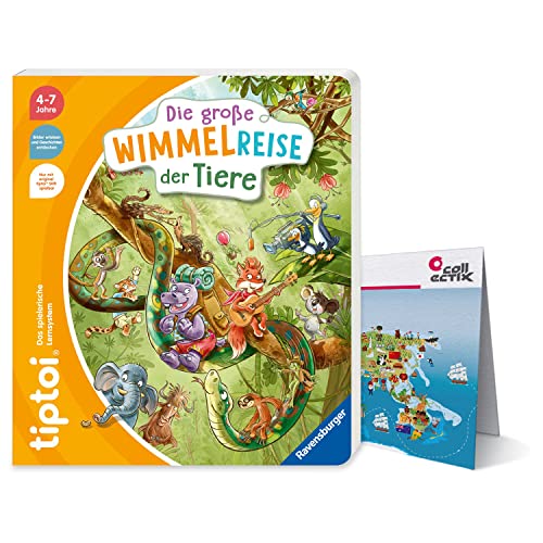 Ravensburger tiptoi Buch - Die große Wimmelreise der Tiere + Kinder Weltkarte | 4-7 Jahre von Collectix