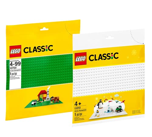 Lego Classic - Weiße und Grüne Bauplatte (25 cm x 25 cm) ab 4 Jahren von Collectix