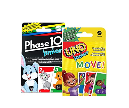Mattel Games - Kartenspiel-Set für Kinder: Phase 10 junior + UNO junior Move (für 2-4 Spieler ab 3 Jahren) von Collectix