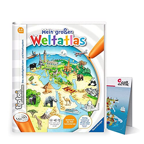 Ravensburger tiptoi ® Buch, Atlas | Mein großer Weltatlas + Kinder Wimmel Weltkarte - Länder, Tiere, Kontinente von Collectix