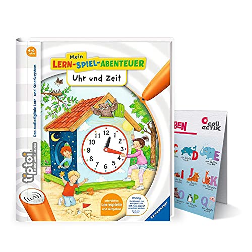Ravensburger tiptoi Buch - Mein Lern-Spiel-Abenteuer | Uhr und Zeit + Kinder ABC Buchstaben Poster | 4-6 Jahre von Collectix
