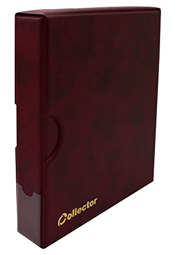 Collector Banknotenalbum mit Schutzkassette Etui mit 15 Seiten für Verschiedene Banknoten-Größen - mit Seiten und Weiß Trennblättern + Index - Rot von COLLECTOR