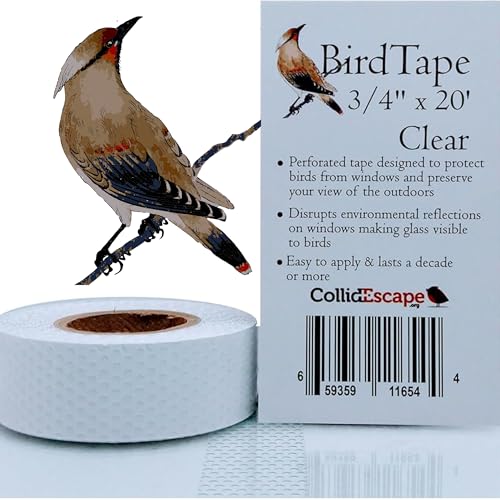 COLLIDESCAPE Transparentes Spiderweb Vogel-Klebeband für Fenster (1,9 cm x 50,8 m, deckt 1 bis 2 Fenster ab), Vogelschlag-Präventions-Aufkleber von CollidEscape