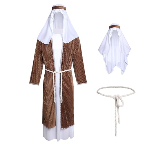Colonghsou Jesus-Kostüm für Erwachsene, Josef, Cosplay, Halloween, Kostüme für Herren, Schäferhund, Robe, Outfit, Krippen-Set, Braun, Small Colonghsou Jesus-Kostüm für Erwachsene, Josef, Cosplay, Halloween, Kostüme für Herren, Schäferhund, Robe, Outfit, Krippen-Set, Braun, Small von Colonghsou