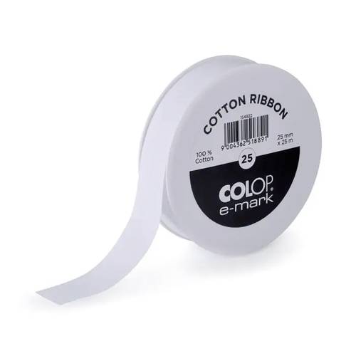 Colop 154922 cotton ribbon Etiketten-Band 25mm x 25 lfm white von Colop