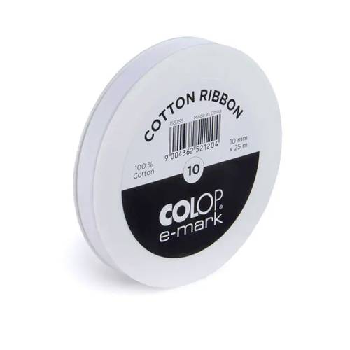Colop 155755 cotton ribbon Etiketten-Band 10mm x 25 lfm white von Colop