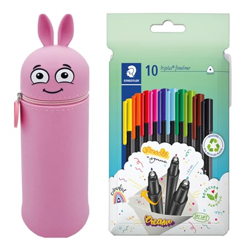 MARKY Federmäppchen im Emoji-Design in Rosa, weiches und strapazierfähiges Silikon, inkl. 10 STAEDTLER triplus Fineliner 334, dreikant, superfeine Spitze, ca. 0.3 mm, aus 97% Rezyklat MARKY Federmäppchen im Emoji-Design in Rosa, weiches und strapazierfähiges Silikon, inkl. 10 STAEDTLER triplus Fineliner 334, dreikant, superfeine Spitze, ca. 0.3 mm, aus 97% Rezyklat von Colop