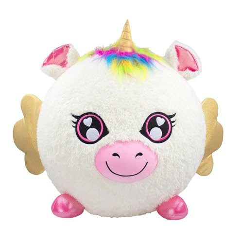 ColorBaby Biggies Einhorn Plüschtier inkl. Fußpumpe, Größe XXL, Überraschungsspielzeug, weicher Ball, Spielzeugtiere, Geschenk für Mädchen 3 Jahre, Plüschtiere Geschenk, 47286 von COLORBABY