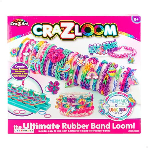ColorBaby CRA-Z-Art Gummiband-Webstuhl für die Herstellung von Armbändern, inklusive 600 elastischen Gummibändern in latexfreien Farben und Perlen, elastisches Gummiband, Gummiband-Set, 47083 von COLORBABY
