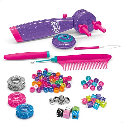 Colorbaby Shimmer 'n Sparkle Friseur-Set für Kinder, elektrischer Flechter, Stachelkamm, Einfädler, inkl. farbigen Perlen, Haargummis, dekorieren Sie Ihr Haar, +8 Jahre, 47089 von COLORBABY