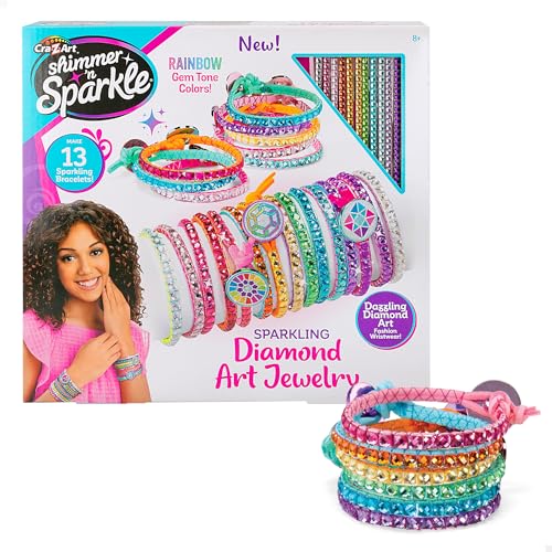 Colorbaby Shimmer 'n Sparkle – Set zur Herstellung von Armbändern, 13 künstlerische Armbänder, glitzernde selbstklebende Edelsteine, Aufkleber zum Dekorieren, Basteln für Kinder, Spielzeug für Mädchen von ColorBaby
