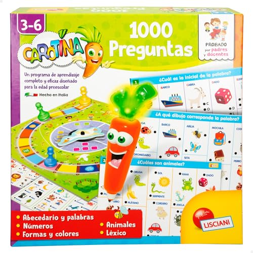 Colorbaby Lisciani - Carotina 1.000 Fragen, 94 Aktivitäten, Brettspiel, Sprechender elektronischer Stift, ABC, 123, Wörter, Formen, Lernspiele, 3 Jahre, 47619 von COLORBABY