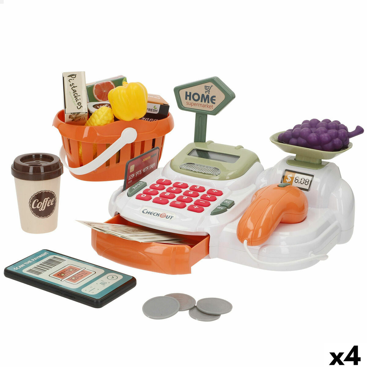 Spielzeug-Registrierkasse Colorbaby 23 x 14 x 17 cm 4 Stück von Colorbaby