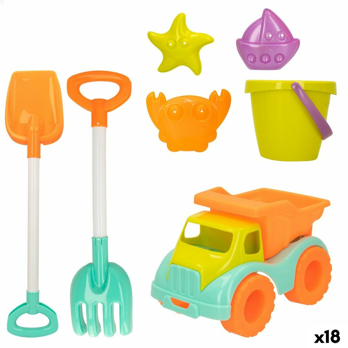 Strandspielzeuge-Set Colorbaby 7 Stücke Lkw (18 Stück) von Colorbaby