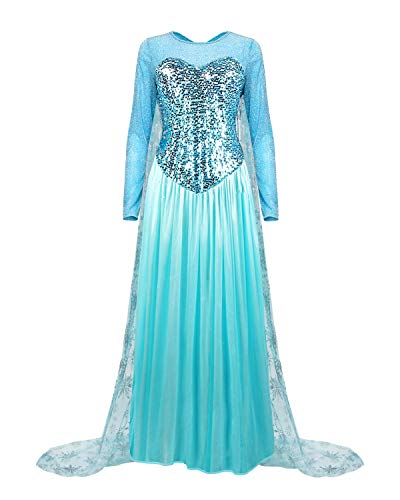 Colorfog Damen Elegant Prinzessin Kleid Cosplay Kostüm Xmas Party Kleid Fee Verkleidung, blau, X-Large von Colorfog
