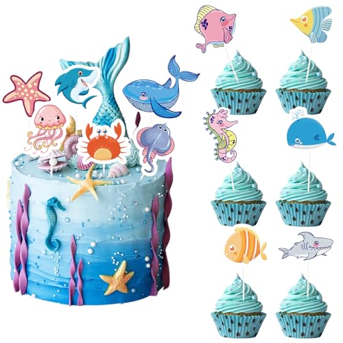 Colorich 24 Stück Meerestiere Cake Topper, Ozean Thema Tortendeko Geburtstag, Muffin Deko Meerestiere, unterwasser deko kindergeburtstag Geburtstag Party Kuchen Dekorationen Colorich 24 Stück Meerestiere Cake Topper, Ozean Thema Tortendeko Geburtstag, Muffin Deko Meerestiere, unterwasser deko kindergeburtstag Geburtstag Party Kuchen Dekorationen von Colorich ㅤ