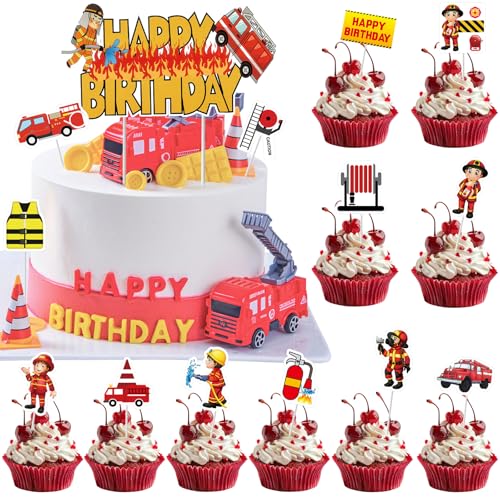 Colorich 27 Stück Feuerwehrmann Cupcake Toppers, Feuerwehr Geburtstag Kuchen Deko, Tortendeko Feuerwehr, Feuerwehr Deko Kindergeburtstag für Geburtstag Party Dekor Colorich 27 Stück Feuerwehrmann Cupcake Toppers, Feuerwehr Geburtstag Kuchen Deko, Tortendeko Feuerwehr, Feuerwehr Deko Kindergeburtstag für Geburtstag Party Dekor von Colorich ㅤ