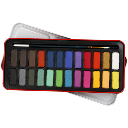 Aquarell-Farbset, Größe 12x30mm, 24 Farben, Farbenmix Aquarell-Farbset, Größe 12x30mm, 24 Farben, Farbenmix von Colortime