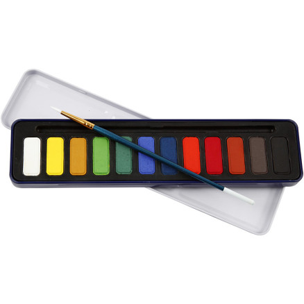 Wasserfarben-Set, Größe 12x30 mm, Sortierte Farben, 12 Farbe/ 1 Pck von Colortime