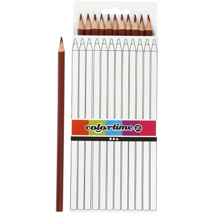 Colortime Buntstifte, L 17 cm, Mine 3 mm, Braun, 12 Stk/ 1 Pck von Colortime