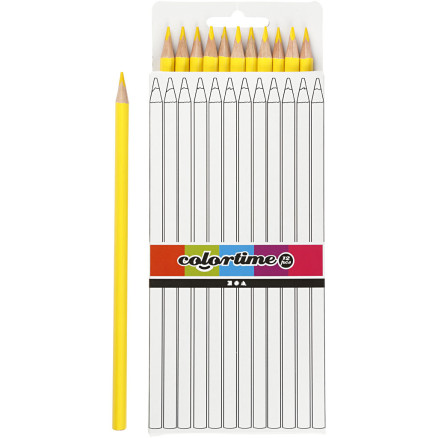 Colortime Buntstifte, L 17 cm, Mine 3 mm, Gelb, 12 Stk/ 1 Pck von Colortime