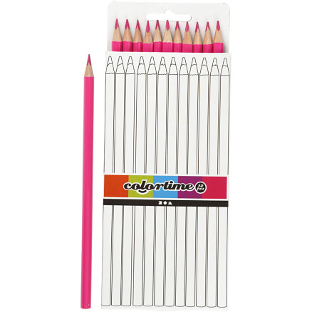 Colortime Buntstifte, L 17 cm, Mine 3 mm, Pink, 12 Stk/ 1 Pck von Colortime