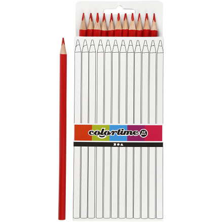 Colortime Buntstifte, L 17 cm, Mine 3 mm, Rot, 12 Stk/ 1 Pck von Colortime