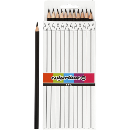 Colortime Buntstifte, L 17 cm, Mine 3 mm, Schwarz, 12 Stk/ 1 Pck von Colortime
