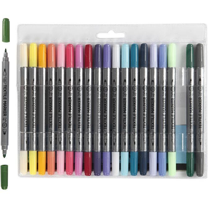 Colortime Doppelspitze Textilstifte Komplettierende Farben, 20 Stück von Colortime