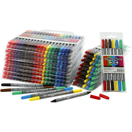 Colortime Dual-Filzstifte, Strichstärke 2,3+3,6 mm, Sortierte Farben, Colortime Dual-Filzstifte, Strichstärke 2,3+3,6 mm, Sortierte Farben, von Colortime