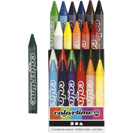 Colortime Farbkreide, L 10 cm, Dicke 11 mm, Sortierte Farben, 12 Stk/ 1 Pck von Colortime