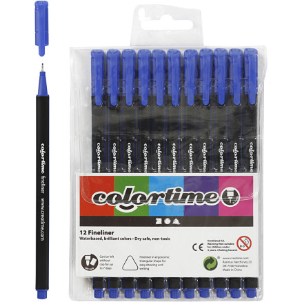 Colortime Fineliner Marker, Strichstärke 0,6-0,7 mm, Dunkelblau, 12 St Colortime Fineliner Marker, Strichstärke 0,6-0,7 mm, Dunkelblau, 12 St von Colortime