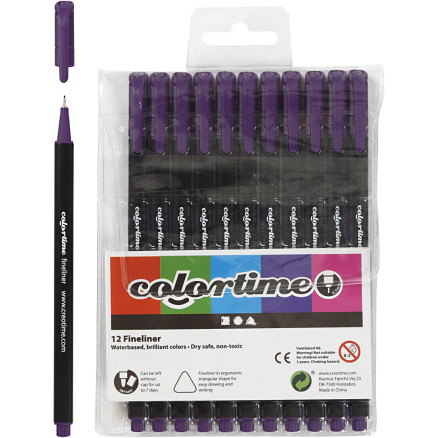 Colortime Fineliner Marker, Strichstärke 0,6-0,7 mm, Flieder, 12 Stk/ Colortime Fineliner Marker, Strichstärke 0,6-0,7 mm, Flieder, 12 Stk/ von Colortime