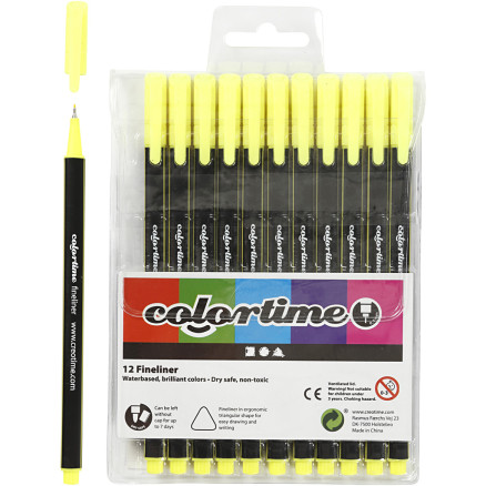 Colortime Fineliner Marker, Strichstärke 0,6-0,7 mm, Gelb, 12 Stk/ 1 P Colortime Fineliner Marker, Strichstärke 0,6-0,7 mm, Gelb, 12 Stk/ 1 P von Colortime