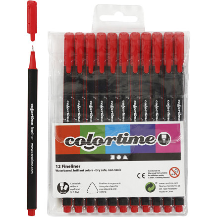 Colortime Fineliner Marker, Strichstärke 0,6-0,7 mm, Rot, 12 Stk/ 1 Pc Colortime Fineliner Marker, Strichstärke 0,6-0,7 mm, Rot, 12 Stk/ 1 Pc von Colortime