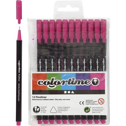 Colortime Fineliner Marker, Strichstärke 0,6-0,7 mm, Zyklam, 12 Stk/ 1 Colortime Fineliner Marker, Strichstärke 0,6-0,7 mm, Zyklam, 12 Stk/ 1 von Colortime