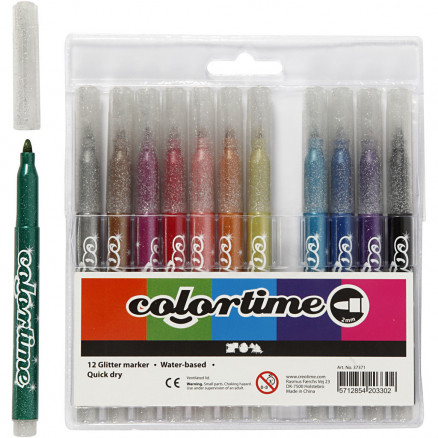 Colortime Glitzerstift, Strichstärke: 4,2mm, 12 Stk, Farbenmix von Colortime