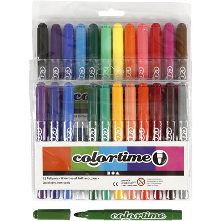Colortime Marker, Strichstärke 5 mm, Sortierte Farben, 24 Stk/ 1 Pck Colortime Marker, Strichstärke 5 mm, Sortierte Farben, 24 Stk/ 1 Pck von Colortime