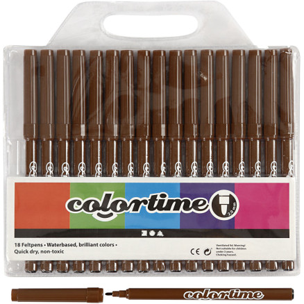 Colortime Marker, Strichstärke 2 mm, Braun, 18 Stk/ 1 Pck von Colortime