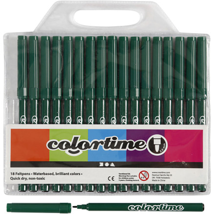 Colortime Marker, Strichstärke 2 mm, Dunkelgrün, 18 Stk/ 1 Pck von Colortime
