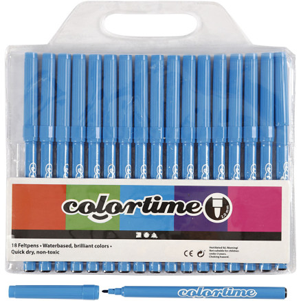 Colortime Marker, Strichstärke 2 mm, Hellblau, 18 Stk/ 1 Pck von Colortime
