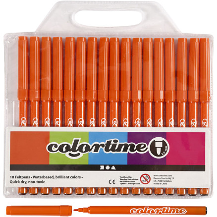 Colortime Marker, Strichstärke 2 mm, Orange, 18 Stk/ 1 Pck von Colortime